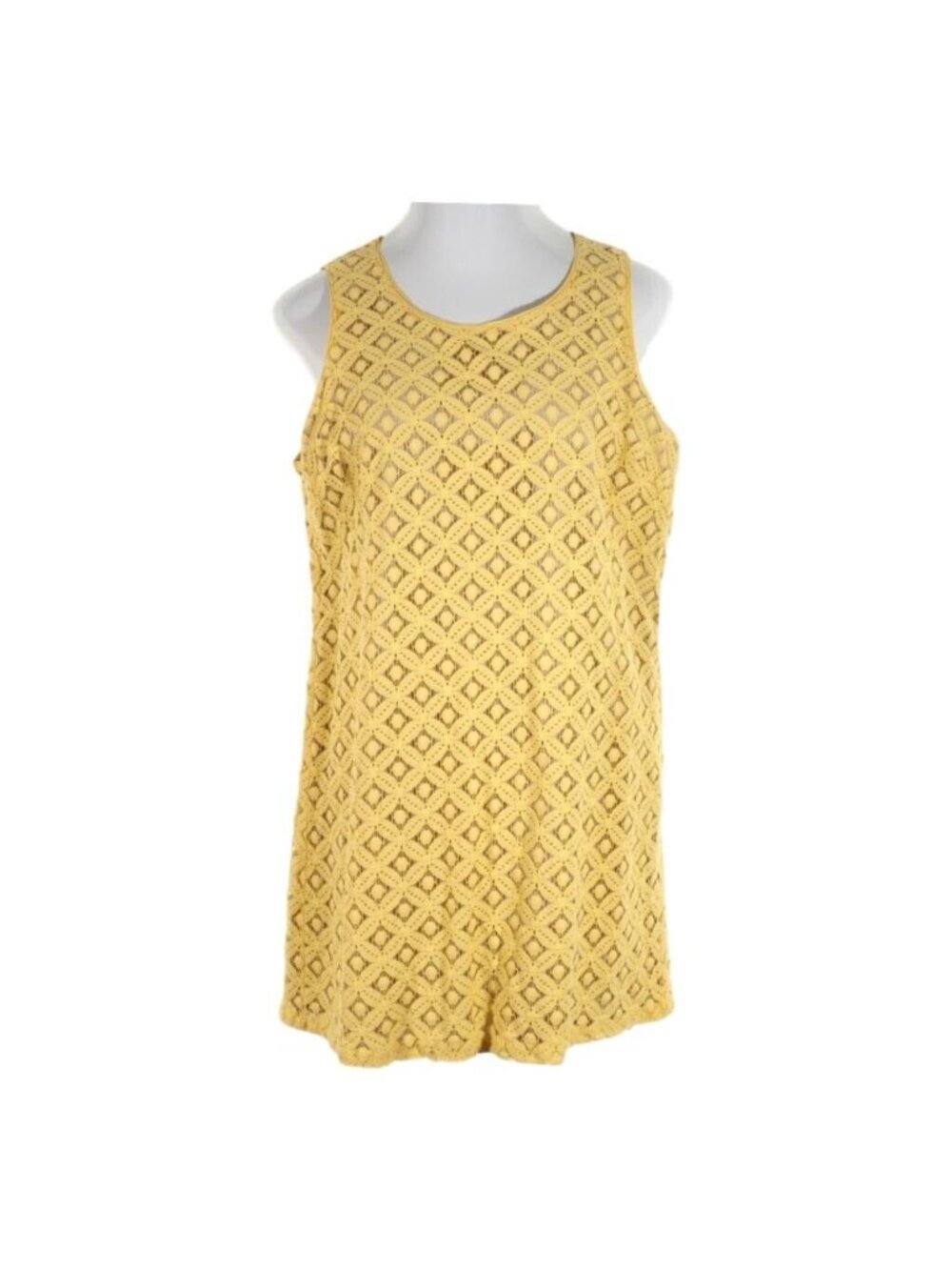 Apt 9 Womens Dress Size XL Lace Overlay Lined Yellow Sleeveless Scoop Neck